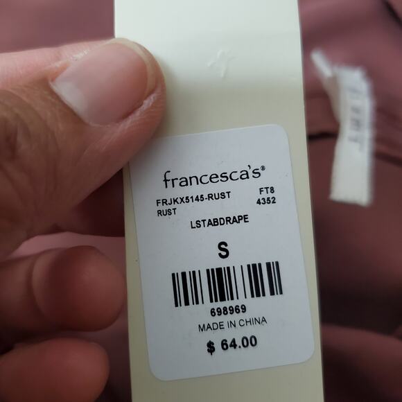 Francesca's Mauvy Plum Knit Belted Cardigan Duster Sz Small NWT Bohemian - Picture 11 of 11